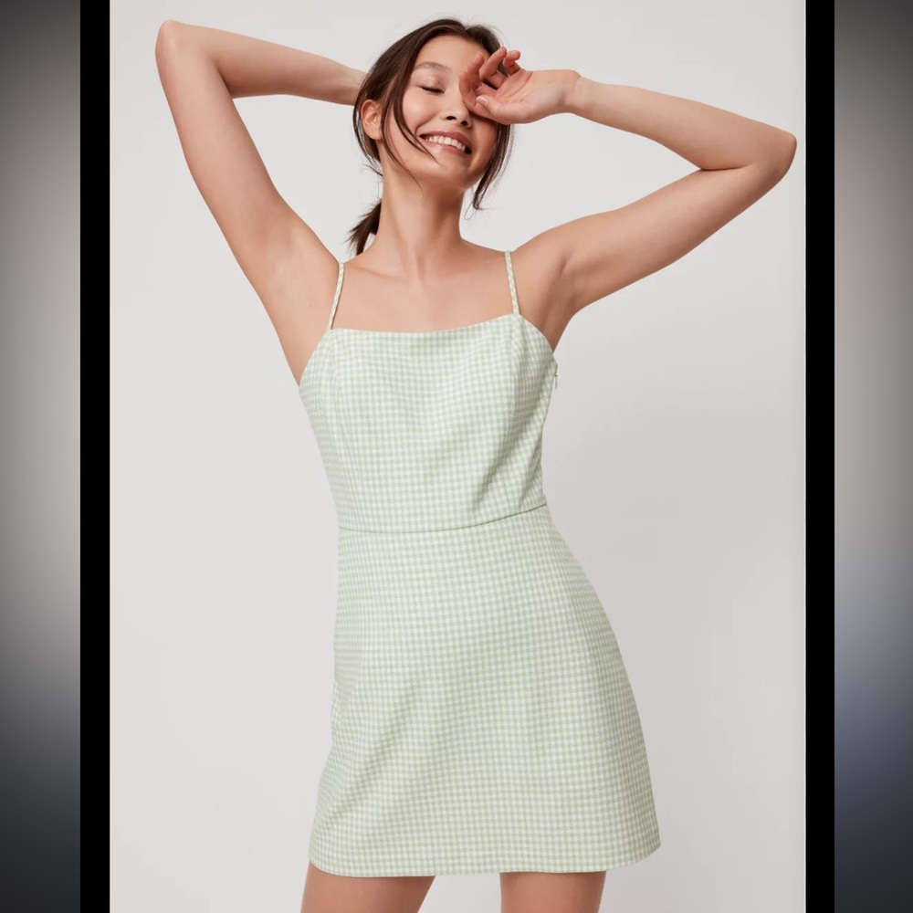 Aritzia Wilfred Plaid Green Mini Dress